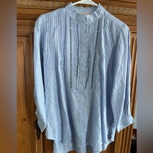 Seraphina London UK Linen Blue top Blouse size M NWOT
